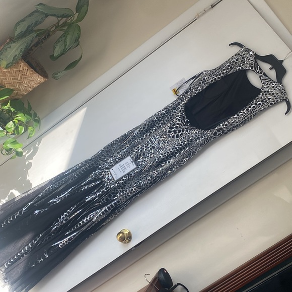 Calvin Klein NWT Exquisite SILVER Sequin Mermaid Ball Gown Dress 4 sparkle bling - Picture 7 of 13